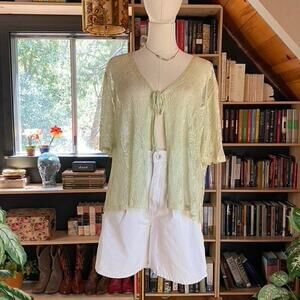 90s Green Lace Shirt Tied